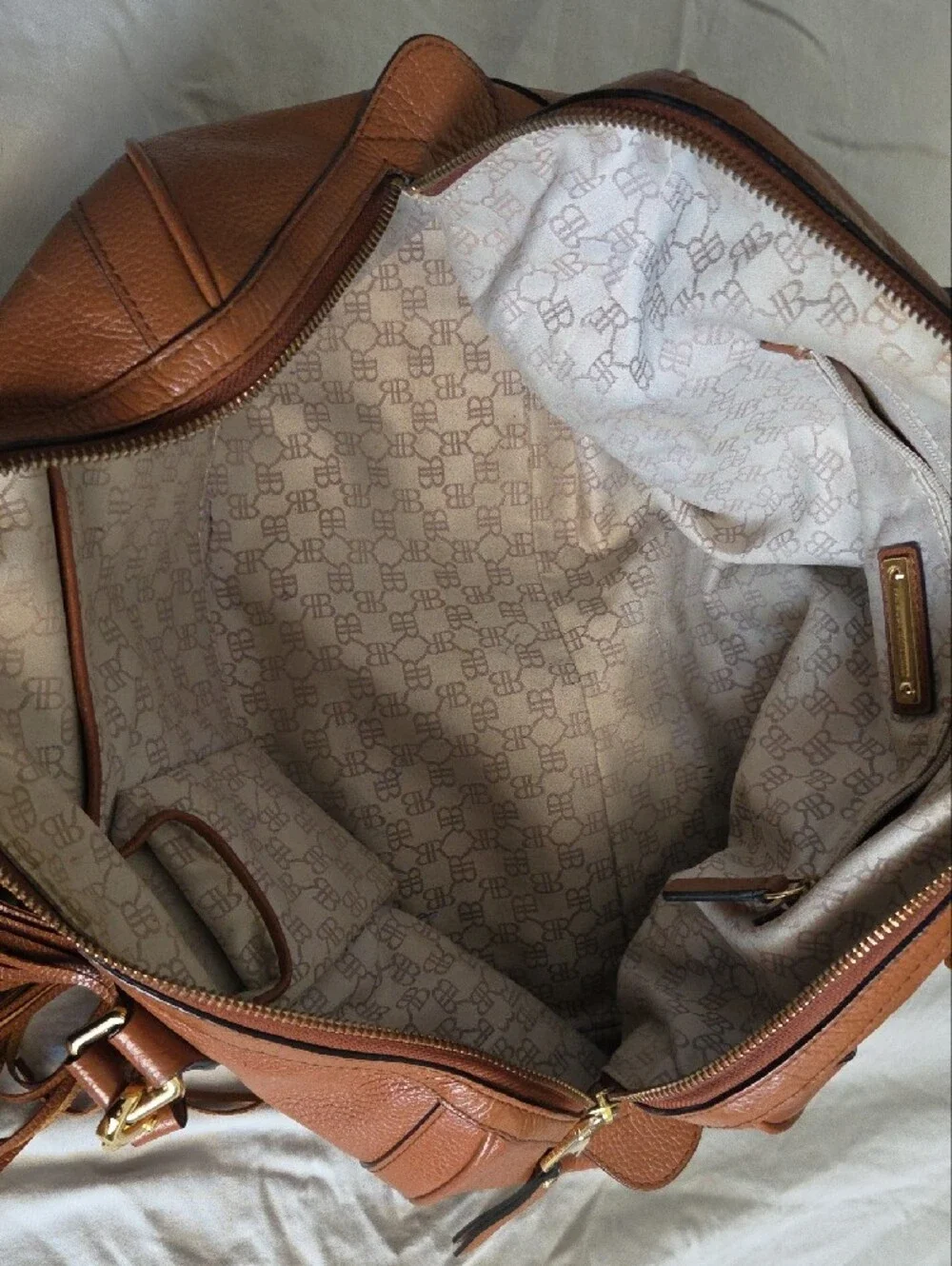 Banana Republic Tan Pebbled Leather Satchel with Tassel